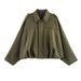 Aria Basics Cross-border Wholesale European American Women's Fashion Aviator Suede Jacket With Bat Sleeves And Zipper_ecoleips.com