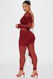 K Fashion Patchwork Slim-fit; Sexy Solid Color Waist-cinching One-shoulder Long-sleeve Overalls._ecoleips.com