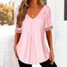 2026 European And American Cross-border Foreign Trade New Spring-summer Solid Color V-neck Loose Short-sleeve_ecoleips.com