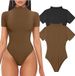 Sexy Ribbed High Neck Short Sleeve Bodysuit For Women Style Yoga Bodysuit Bestseller_ecoleips.com