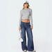 European And American Cross-border Blue Women's Jeans, Washed Casual Loose Wide-leg Long Striped Straight Pants,_ecoleips.com
