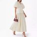Women's Clothing Casual Solid Color Five Point Sleeves V Neck Lace Up Dress_ecoleips.com