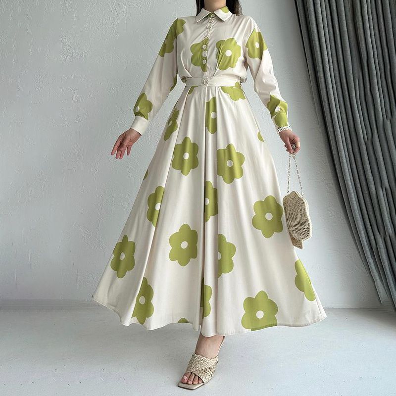 Women's Clothing Autumn Lapel Temperament Printed Shirt High Waist Slim Skirt Suit_ecoleips.com