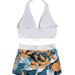 European And American Foreign Trade Swimsuit For Women, Two-Piece High-Waisted Boxer Tie Bikini, Printed Solid Color_ecoleips.com