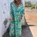 Women's Clothing Spring And Summer Printed Long Skirt Loose Casual V Neck Dress_ecoleips.com