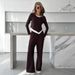 Women's Patchwork Pajama Pants Set European American Style Relaxed Casual Two Piece Autumn Clothing_ecoleips.com