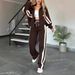 2024 European And American Fashion Cross-Border Autumn Foreign Trade Y2K Striped Zipper Top Jacket Sports Suit_ecoleips.com