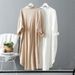Women's Mid-Length Shirt Spring/Autumn Cotton Linen Loose Fit Korean Style Sun Protection Cardigan_ecoleips.com