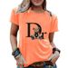 Women's Casual Short Sleeve T-Shirt With Letter Print - Stylish Round Neck Cotton Blend Tee For Summer - Streetwear Fashion (Multiple Colors & Sizes)_ecoleips.com