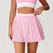 Women's High Waist Pleated Mini Skirt Color Block A-Line Fitness Sports Anti Exposure Tennis Skirt For Summer 5062_ecoleips.com
