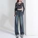 Straight-leg Jeans For Women 2025 New Spring And Autumn High-waisted Slimming Petite Design Wide-leg Pants_ecoleips.com