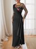 K New Retro Party Round Neck Mesh Embroidered Patchwork Long Sleeved Dress With Waist Cinching_ecoleips.com