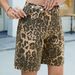 2025s Summer New Women's Washed Leopard Print Casual Denim Wide-Leg Shorts_ecoleips.com