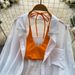 Women's Elegant Three Piece Bikini Set Resort Style Summer Orange Floral Dress with Sun Protection Cardigan Hot Girl Swimwear_ecoleips.com