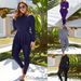 Women's Clothing Arabic Large Size Black Conservative Sun Protection Sports Swimsuit High Collar Long Sleeve Diving One Piece Swimsuit_ecoleips.com