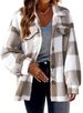 Women's Clothing Plaid Pattern Plush Coat Autumn Winter Button Down Collar Jacket Warm_ecoleips.com