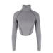 AC437 Hot Girl Tight-Fitting Half-Turtleneck Base Shirt Women's Long-Sleeve T-Shirt Autumn/Winter Vintage Zipper_ecoleips.com