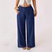 Women's mid Waist Wide Leg Pants Spring 2026 Casual Commuter Cotton Linen Solid Color Long Pants with Pockets_ecoleips.com
