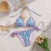2026 Cute Floral Print Two Piece Bikini Set Hot Selling Sexy Girl Tie up Swimsuit for Spa Three Piece Women's Clothing_ecoleips.com