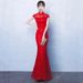 Elegant Long Fishtail Lace Qipao Dress - Red Slim-Fit Cheongsam For Wedding Banquet & Special Occasions_ecoleips.com
