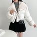 girl Girl Girl 2025 New Lamb Wool Patchwork Down Cotton For Women, Reversible Large Collar Short Coat, Korean Style Puffer Jacket_ecoleips.com