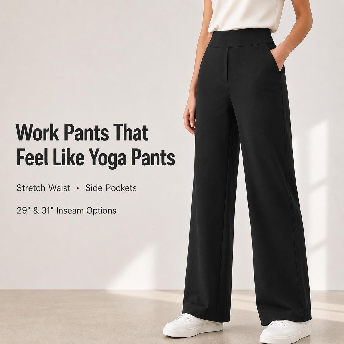Women's Casual Loose Knit Yoga Pants High Waist Straight Leg with Pockets Fitness Exercise Sports Bottoms_ecoleips.com