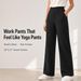 Women's Casual Loose Knit Yoga Pants High Waist Straight Leg with Pockets Fitness Exercise Sports Bottoms_ecoleips.com