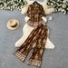 Women's Vintage Print Lapel Casual Two-Piece Set Long Sleeve Slim Fit Waist-Defining Stylish Outfit for Summer_ecoleips.com