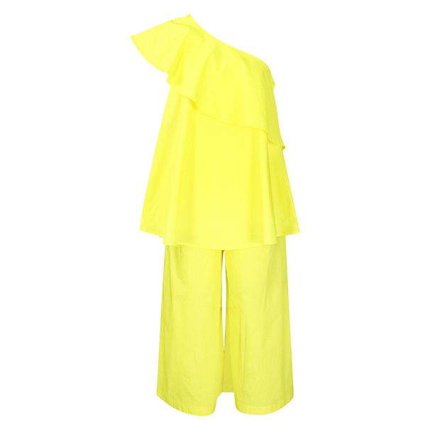 Women's Clothing Personality Loose Top Wide Leg Pants Two-Piece Suit_ecoleips.com