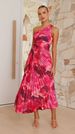 Women's Clothing Spring And Summer Elegant Pleated Dress Skirt One Shoulder Waist Hollow Dress_ecoleips.com