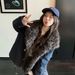girl Girl Blue Galaxy New Lamb Wool Workwear Parka Down Cotton Women's Sheepskin Fur Collar Coat Young_ecoleips.com
