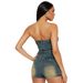 Women's One-Shoulder Denim Jumpsuit – High-Waisted Stretchy Washed Jeans Romper With Slimming Fit (Dark Blue, S-2XL)_ecoleips.com