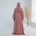 Voya Women's Hooded Abaya Dress - Polka Dot Print Kaftan With Tassel Details - Modest Islamic Wear, Loose Fit Long Sleeve Maxi Dress For Summer_ecoleips.com
