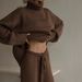 Trendy Spring Women's Knit Set – High Neck Pullover & Lounge Pants, Cozy Casual Two-Piece Outfit For Home & Streetwear (Available In 5 Colors)_ecoleips.com