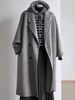 Double-sided Cashmere Coat, New Black And Gray Loose Medium And Long High-end Woolen Coat._ecoleips.com