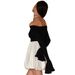 Women's Long Sleeved off Shoulder Top Lotus Flower Design Slim Fit Spring/Summer Sexy Thin Top for Casual Occasions_ecoleips.com