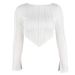 Summer Slim Fit Women's T-Shirt round Neck Long Sleeve Pleated Textured Pullover Sexy Trendy European American Export Style_ecoleips.com