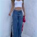 Women's Clothing Fashion Design Jeans Sexy Hot Girl Zipper Slit Leopard Print Stitching High Waist Wide Leg Trousers For Women_ecoleips.com