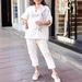 Women's Clothing Letter Printing Suit Five Point Sleeve Trousers Loose Suit_ecoleips.com