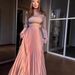 Elegant Long Sleeve Pink Ruffle Wrap Dress For Women - Autumn Cotton-Polyester Blend High Waist Flowy Maxi Dress With Belt (Includes Shawl)_ecoleips.com