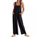 Women's Solid Color Loose Casual Cotton Linen Jumpsuit Overalls_ecoleips.com