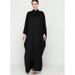 F271 Foreign Trade Supply Cross-border Solid Color Stand-up Collar Batwing Sleeve Middle East Dubai Loose Plus-size Robe_ecoleips.com
