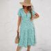 cross-border Supply European And American Women's Clothing 2026 Summer V-neck Printed Buttoned Waist-cinching_ecoleips.com