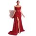 Women's Clothing Sequined Strapless Evening Gown American Style Small Slit Train Elegant Birthday Party Runway Show Dress_ecoleips.com