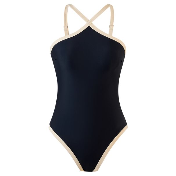 Qiaojiayuan Women's Slim Fit One Piece Swimsuit Fashionable Sexy Halter Neck Solid Color European American Style 2025 New_ecoleips.com