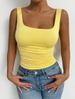 Aria Basics Aria Basics 2025 European And American Cross-border New Women's Sleeveless Camisole With Square Neckline, Casual Basic Crop Top_ecoleips.com
