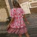 INS New 2026 European And American Cross-Border Women's Small Floral V-Neck Loose Casual Bohemian Vacation Style Dress_ecoleips.com