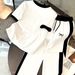 Women's Clothing Women's Summer Bow Print Two Piece Set Crew Neck Short Sleeve Loose Pants Comfortable Casual Outfit_ecoleips.com