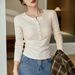 2025 #Craftsmanship Selection # Waist Fold Maillard Chic Bag Cloth Button Long Sleeve T-Shirt For Women's Temperament Pure_ecoleips.com