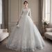 Women's Clothing French Style Long Sleeved Wedding Dress Simple Elegant Floor Length Slimming Plus Size Petite Design For Spring_ecoleips.com